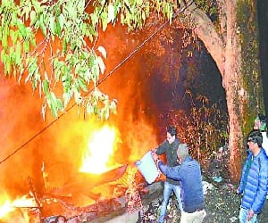 Junk in the warehouse fire, resulted in breathing problems hours